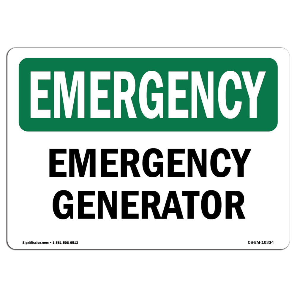 Aluminum for Electrical 14x10 in Made in USA Generator Emergency Shutoff Sign 