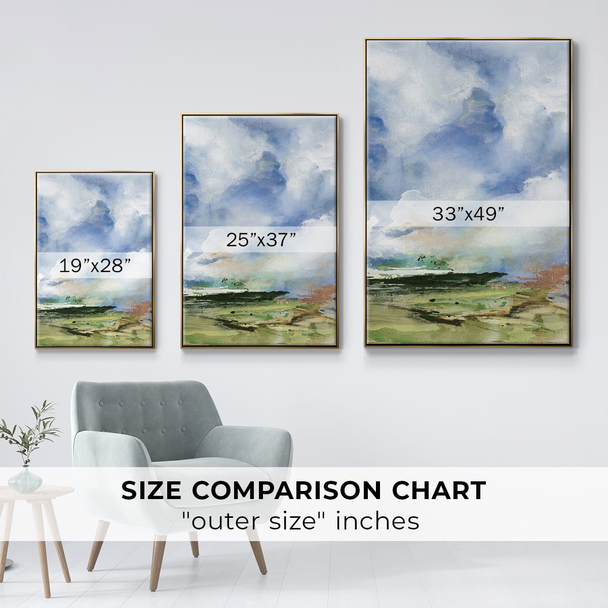 Spring Air II Framed Premium Gallery Wrapped Canvas - Ready to Hang - 27 x 41 - Gold Floating Frame