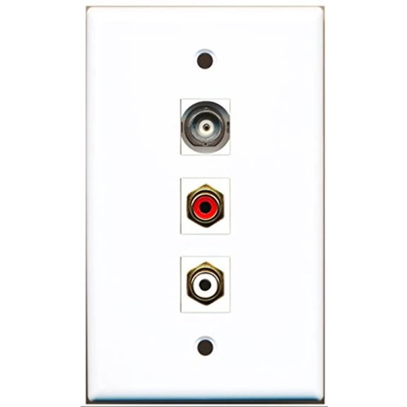 RiteAV - 1 Port RCA Red and 1 Port RCA White and 1 Port BNC Wall Plate