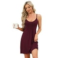thumbnail image 5 of Womens Sleeveless Nightgown O Neck Sleeveless Sleep Dress Spaghetti Strap Racerback Pajama Dress Women's Cami Chemise Nightdress, S-XXL, 5 of 15
