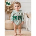 thumbnail image 3 of BemeyourBBs Baby Girls Striped Romper Long Sleeve Bubble Jumpsuit with Headband, 3 of 8