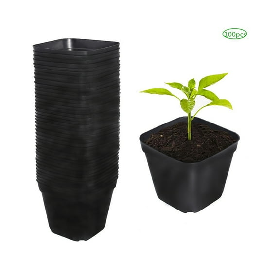 LABLT 100 Qty 4" Square Durable Lightweight Flexible Nursery Gage Dura Pots Plants
