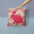 thumbnail image 2 of Rabbit Shabby Chic Pink Roses Fabric Decorative Pillow, 2 of 4