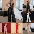 thumbnail image 7 of Sequins Jumpsuits for Women Sleeveless Deep V Neck Spaghetti Strap Wide Leg Long Rompers Dressy Jumpsuit Club Party Cocktail Outfits Gold,XXL, 7 of 7