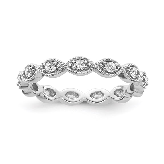 Araiya Fine Jewelry 10K White Gold Diamond Band Ring (1/6 cttw, I-J Color, I2-I3 Clarity) Size 5