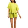 thumbnail image 3 of Liacowi Women 2 Piece Pajamas Set Loose Short Sleeves Tops and Elastic Shorts Summer Casual Clothes Sleepwear Loungewear, 3 of 5