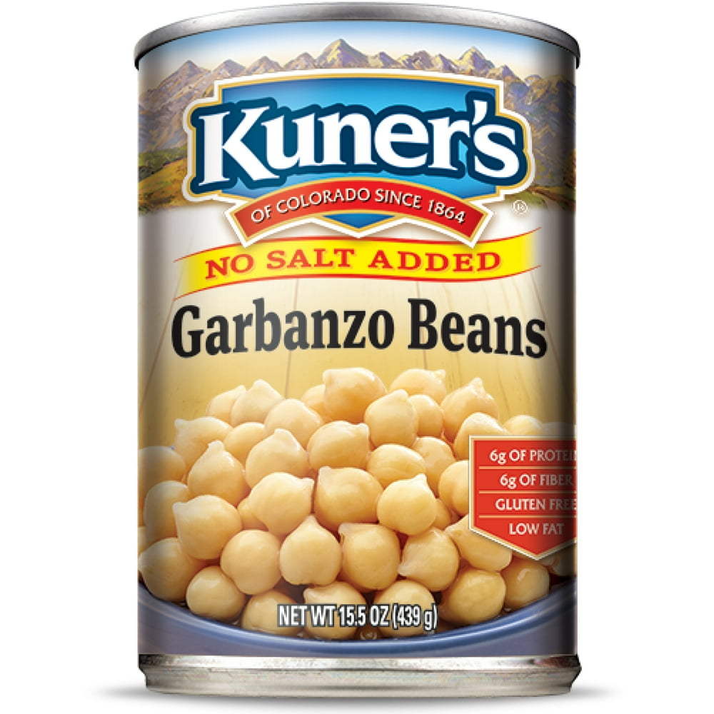 (12 Pack) Kuner's Canned Garbanzo Beans, No Salt Added, Chickpeas, 15
