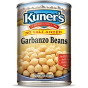 (12 Pack) Kuner's - Canned Garbanzo Beans, No Salt Added, Chickpeas, 15.5 Ounce Can, New