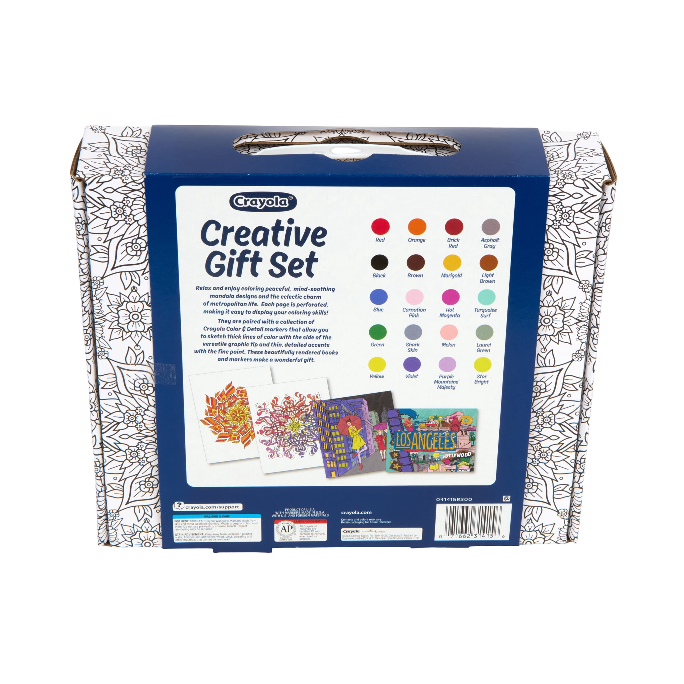 Crayola Creative Enthusiast Gift Set, 2 Adult Coloring Books and 20 Ct Premium Markers, Relaxing Activity, Arts and Crafts, Ages 8, 9, 10, 11