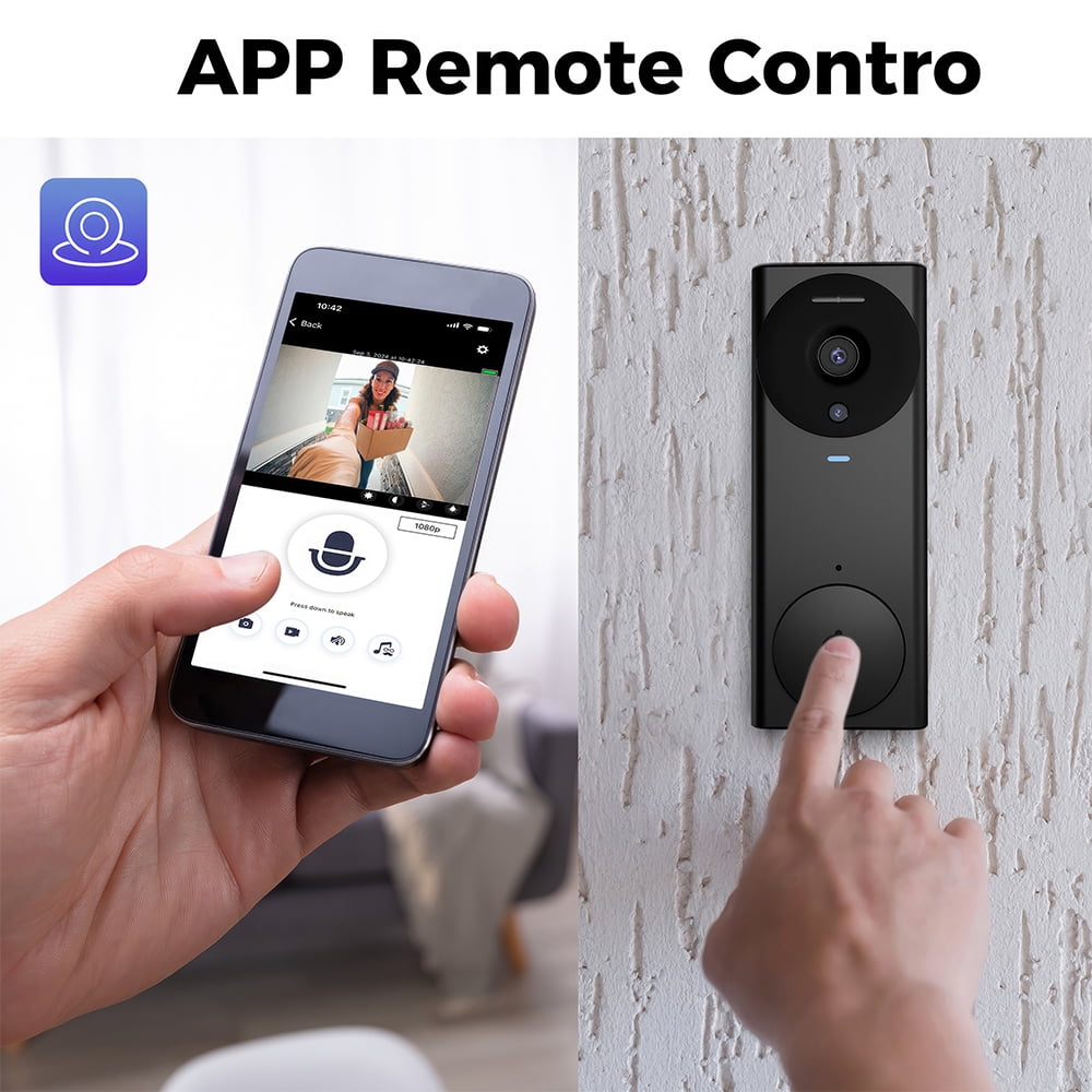 PEPWELL HD Wireless Doorbell Camera with Night Vision - 2-Way Audio, 120° Wide-Angle, 2.4GHz WiFi Smart App Control, Rechargeable 1200mAh Battery for Home Security