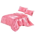 thumbnail image 1 of Funda de edredón Funda nórdica de seda artificial Cremallera Funda de almohada para dormir Juego de cama, Reina, 229x229cm, Rosa Inevent HA003632-11, 1 of 7