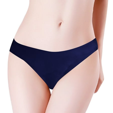 Outfmvch Thongs for Women Womens Underwear Seamless Thongs for Women Womens Underwear Cotton Bikini Lace Soft Panty Ladies Stretch Full Briefs Cotton Thongs for Women(clearance) Navy Xl