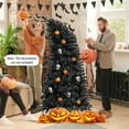 thumbnail image 3 of Patiojoy 6 FT Artificial Halloween Tree Pre-lit Black Christmas Tree w/ Bendable Top 726 Branch Tips 260 Warm White LED Lights, 3 of 9