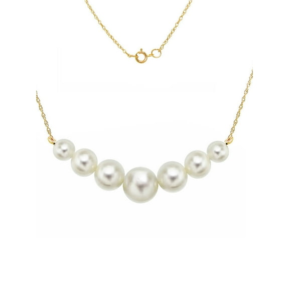 ADDURN 14kt Gold 5-8.5mm White Graduated Freshwater Pearl Pendant