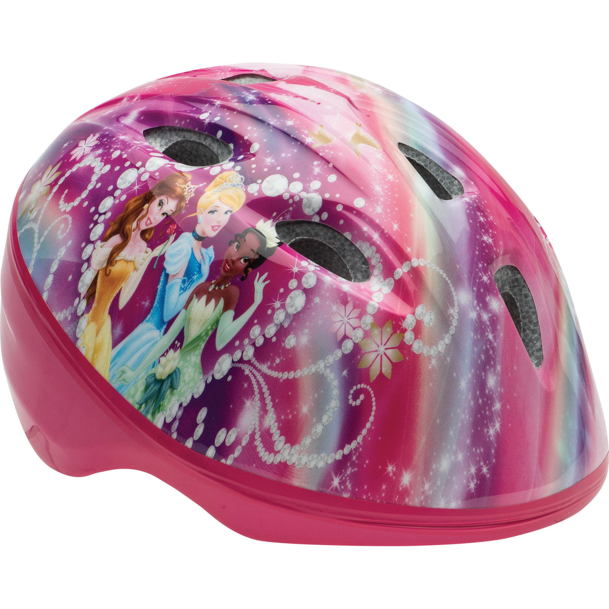 Disney princess girls bike helmet and knee pads multicolor pink trim 