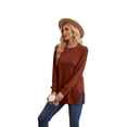 thumbnail image 3 of Ronuti Sweatshirt for Women Side Split Fall Fashion Long Sleeve Shirts Crewneck Tunic Tops, 3 of 8