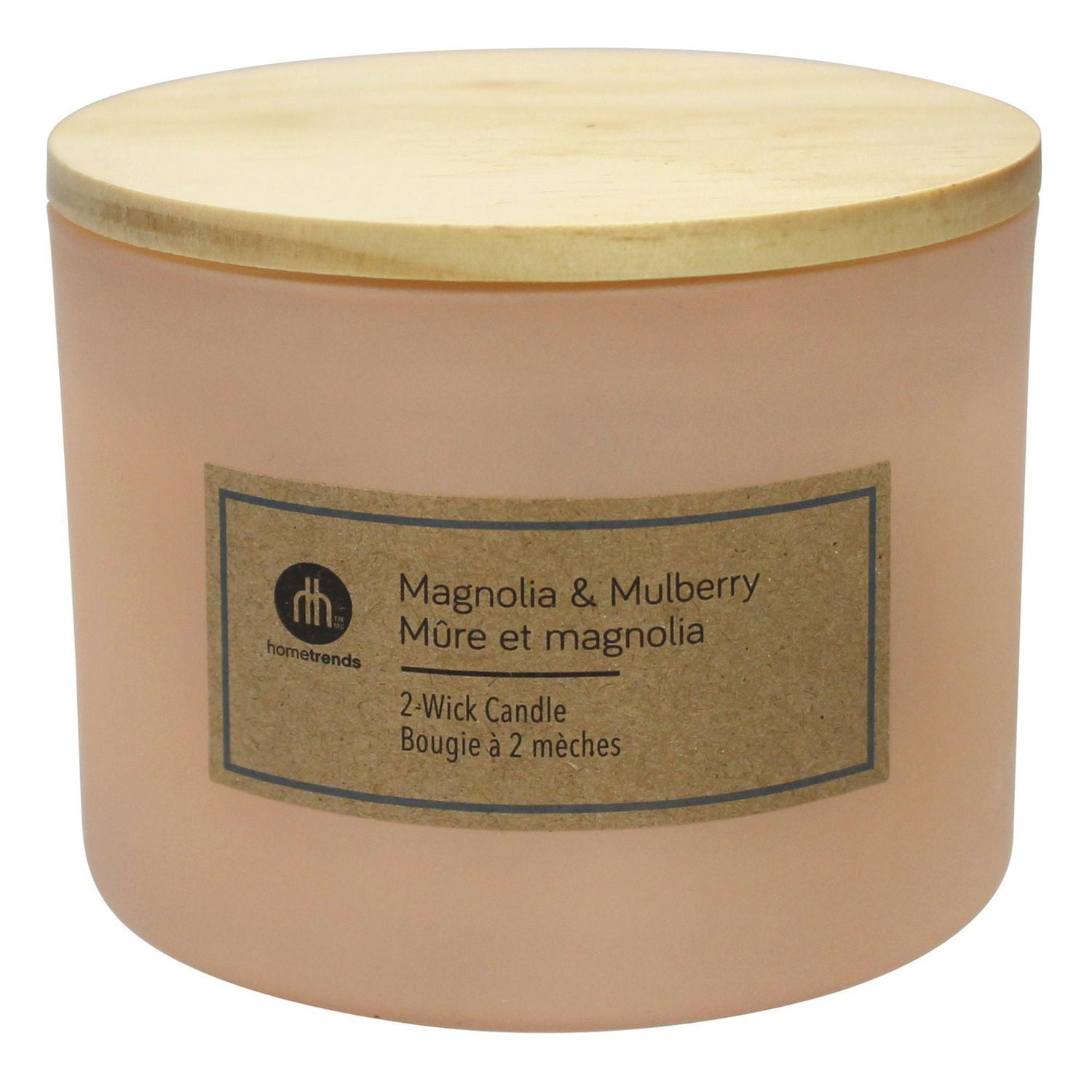 Hometrends 12oz Magnolia & Mulberry Scented 2-Wick Frosted Jar Candle
