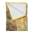 thumbnail image 2 of Hedgehog Soft Flannel Fleece Throw Blanket, Little Hedgehog on Autumn Leaves in Forest Scenes from World, Cozy Plush for Indoor and Outdoor Use, 60" x 80", Brown Earth Yellow Green, by Ambesonne, 2 of 5