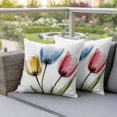 thumbnail image 4 of Red Yellow Blue Tulips Pillow Covers 2 Pack Transparent Floral Pillowcase Waterproof Outdoor Throw Pillow Cover for Patio Garden Square Cushion 18”x18”, 4 of 9