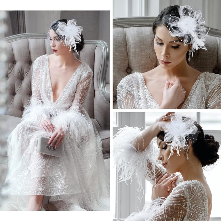 Beautiful Lace Feathers Headband Clip Fascinator Kentucky Derby Church Tea Party Tea Party Fascinator Hat Kentucky Derby Feather Pillbox  main image 4