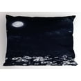 thumbnail image 1 of Night Pillow Sham Dark Night and White Daisies Fantasy Landscape Nature and Dreamlike Universe, Decorative Standard King Size Printed Pillowcase, 36 X 20 Inches, Dark Blue White, by Ambesonne, 1 of 2