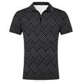 thumbnail image 3 of Bibifish Mens Polo Shirts Short Sleeve Quarter Zip Geometric Line Pattern Casual Shirts Classic Fit Tops, 3 of 4