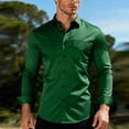thumbnail image 6 of HomeDM Men's Button Down Dress Shirts, Long Sleeve Slim Fit Work Shirt with Pocket, Solid Color, Green, 6 of 8