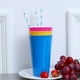 thumbnail image 5 of 12 vasos de plástico reutilizables para bebidas, vajilla para fiestas, vasos para jugos y bebidas (2 unidades en amarillo, rojo, morado, verde, azul y naranja)., 5 of 7