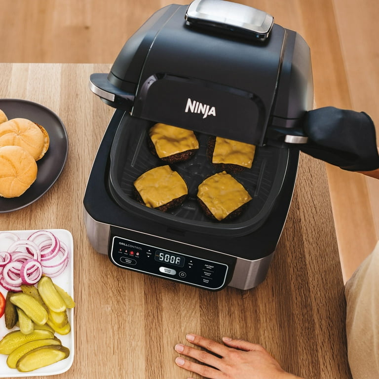 Ninja Foodi 5 In 1 Indoor Grill and Air Fryer with Surround Searing,  Removable Grill Gate, Crisper Basket, Cooking Pot, and Smoke Control System