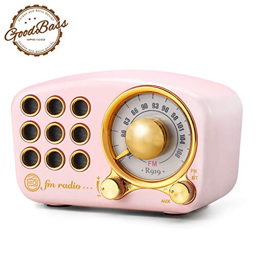 Altavoz Bluetooth Retro Greadio Con Radio FM Vintage Estilo Clásico Potente Bajo Rosa GR919P