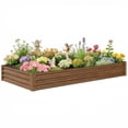 thumbnail image 1 of Outsunny 8x4x1ft Galvanized Raised Garden Bed, Open Bottom Distressed Brown, 1 of 10