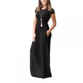 thumbnail image 2 of Xmarks Women Short Sleeve Loose Plain Maxi Dresses Casual Long Dresses Pockets, Black, 2XL, 2 of 4