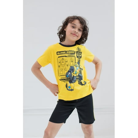 Transformers Bumblebee Big Boys T-Shirt and Mesh Shorts Outfit Set Little Kid to Big Kid