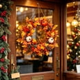 thumbnail image 6 of 18.11 inch Fall Wreaths for Front Door Outside,Autumn Wreath for Home Decoration,Fall Door Wreaths with Pumpkins Berries Maple Leaves for Thanksgiving Halloween Decorations Home Fall Decor,Z0-Orange, 6 of 9