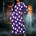 thumbnail image 4 of SELONE Nightgowns Long Sleeve for Women Plus Size Crew Neck Maxi Sleep Shirt Ghost Bats Nighties Halloween Dress, 4 of 8