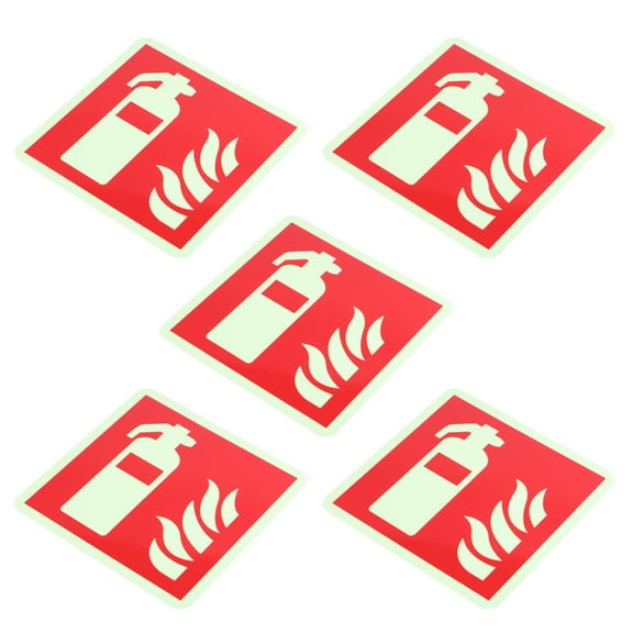 Milue Pack of 5 Glow in Dark Fire Extinguishers Sign Fire Protective Sign Sticker