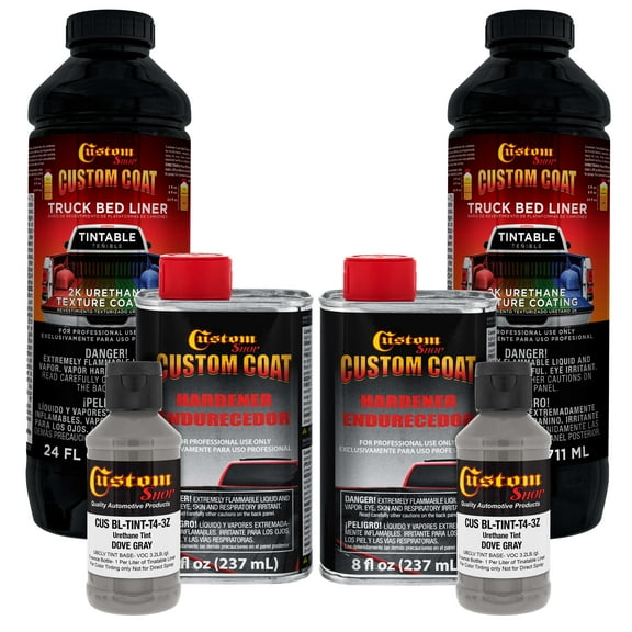 Custom Coat Dove Gray 2 Quart (1/2 Gallon) Urethane Spray-On Truck Bed Liner Kit - Easy Mixing , Prevent Stop Rust