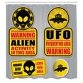 thumbnail image 3 of Ambesonne Space Shower Curtain, Warning Alien Danger, 69"Wx84"L, Black Yellow, 3 of 5