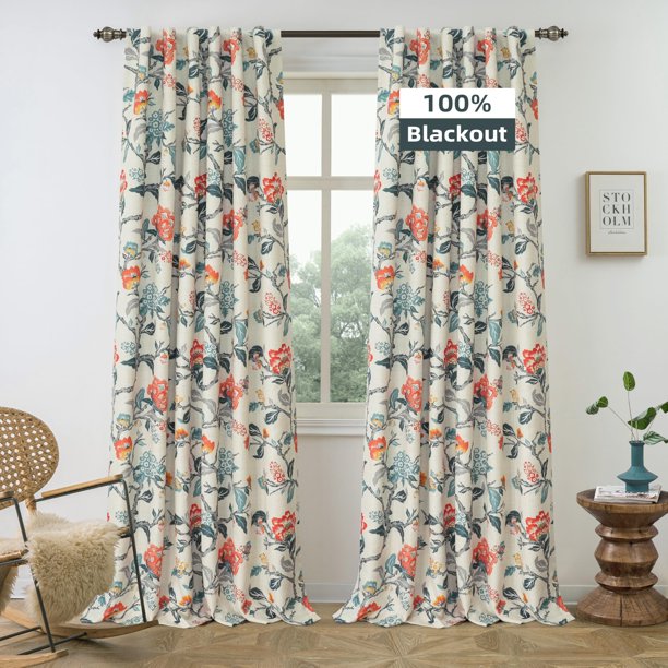 Cortinas DriftAway Ada Floral de 2 Capas 132x213 cm Blackout