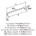 thumbnail image 5 of Amerock Collet 10-1/16 inch (256mm) Center-to-Center Satin Nickel Cabinet Pull, 5 of 6