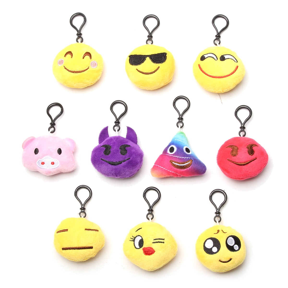 34Pack Emoji Keychain, Mini Emoticon Face Expression Plush Key Chain