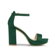 thumbnail image 3 of BLISSFUL STEP Women's Shoes Faux Suede High Chunky Heel Platform Ankle Strap Open Toe Sandals Green 6, 3 of 7