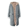 thumbnail image 5 of Women's Mid-Length Solid Color Winter Coat, Warm Hooded Long Sleeve Jacket with Soft Insulation, Knee-Length Casual Outerwear for Cold Weather, Classic Hood Daily Wear Parka Light Blue XL, 5 of 5