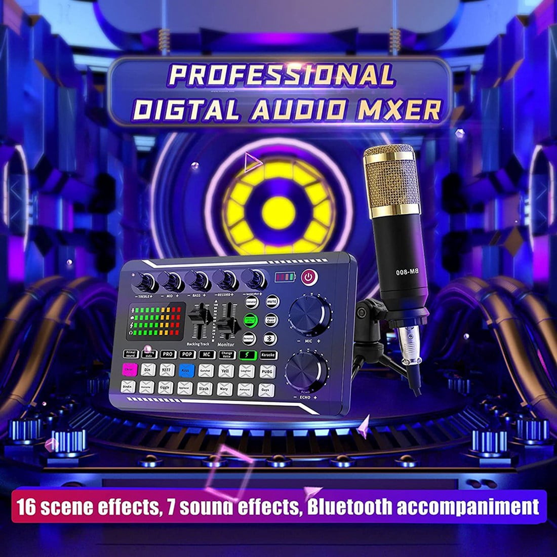 F998 Sound Card Kit,BM-800 Microphone Kit,with Live Sound Card,Audio Mixer Condenser PC Gaming Mic,for Streaming/Games