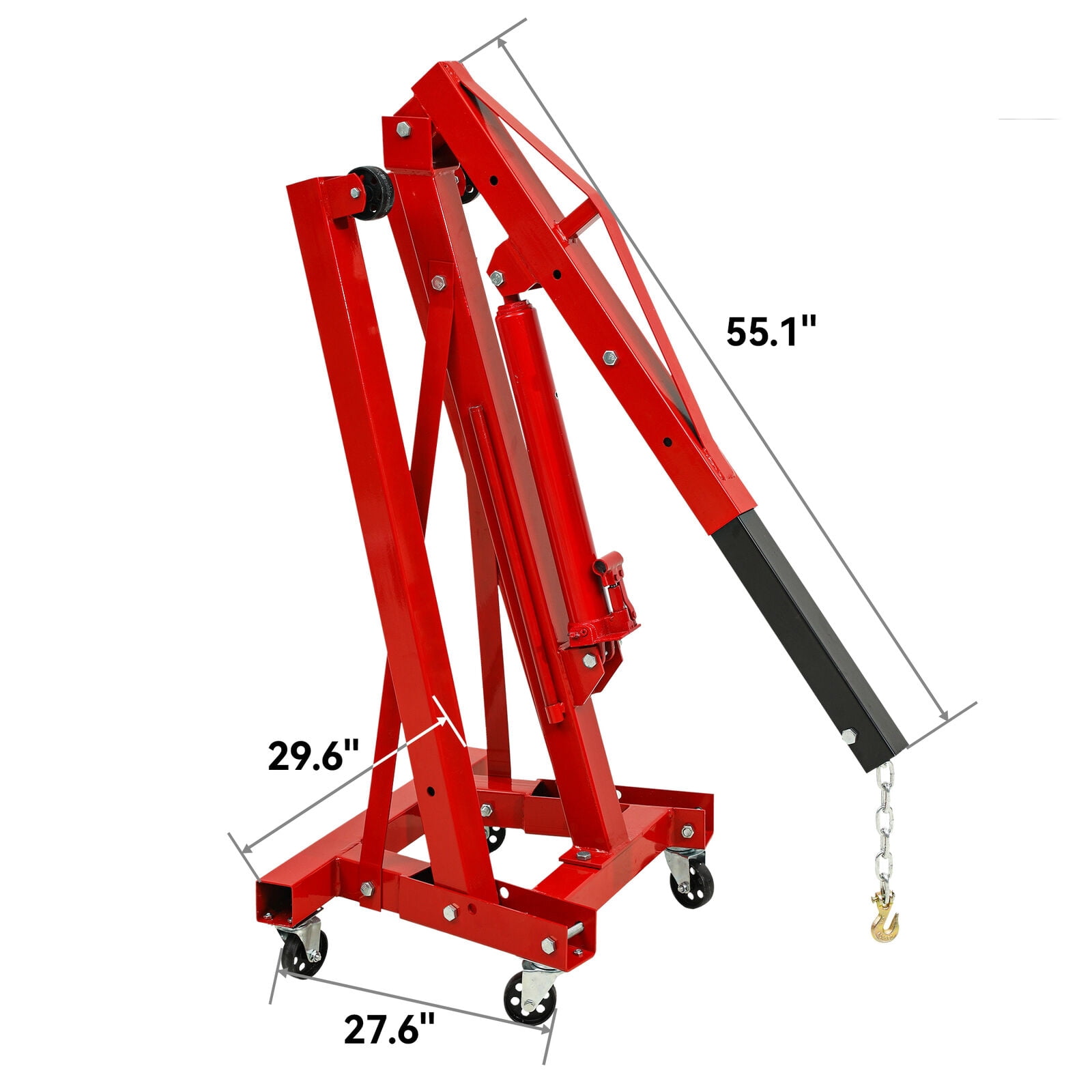 RVNI 4400lb 2 Ton Folding Engine Crane Folding Shop Crane with Telescopic Boom Heavy Steel