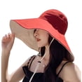 thumbnail image 1 of Sombrero de pescador Jumpingount para mujer ajustable protección solar ala ancha Rojo naranja, 1 of 6