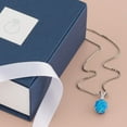 thumbnail image 5 of PEORA 14K White Gold Created Blue Opal with Genuine Diamond Pendant, Elegant Solitaire, Oval Shape, 10x8mm, 1 Carat total, 5 of 5