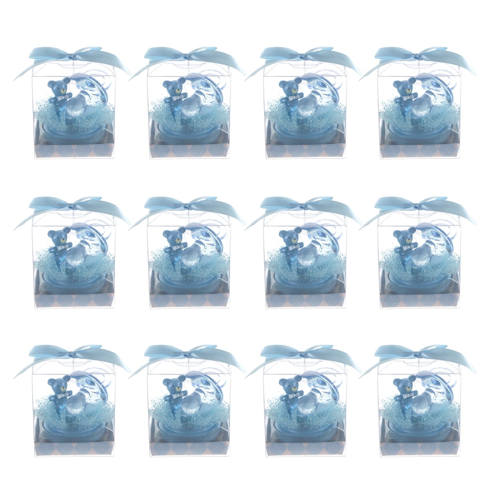 Mega Favors Keepsake Figurine 12 pcs Large Blue Pacifier with Teddy Bear | Awesome Decorations or Party Favors | for Pregnancy Announcements, Gender Reveals, Birthday and Special Celebrations