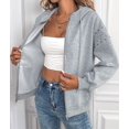 thumbnail image 6 of Womens Zip Up Hoodies Oversized Sweatshirt Long Sleeve Fleece Jackets Coat Workout Light Gray M, 6 of 9