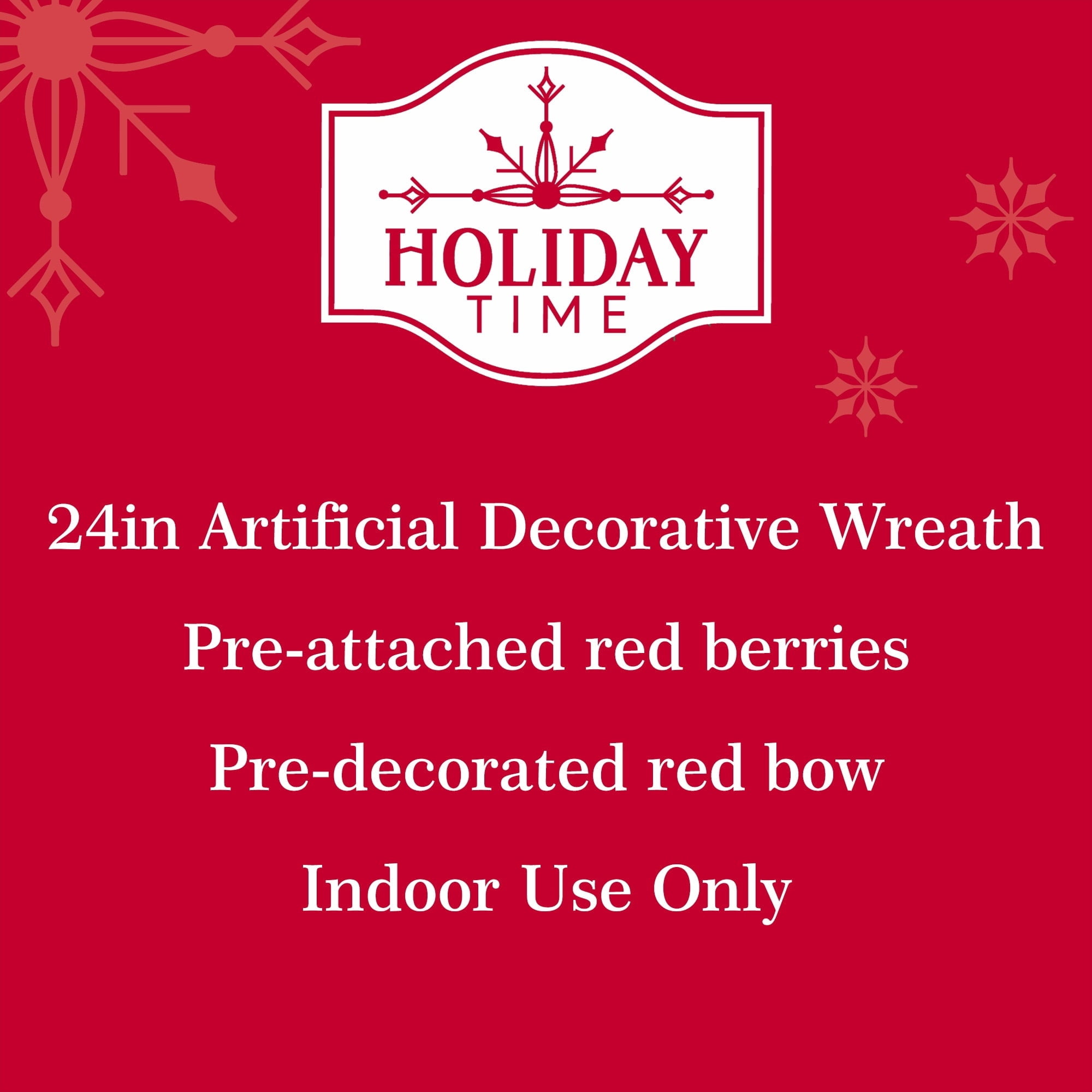 Frosted Evergreen and Eucalyptus Artificial Christmas Wreath with Berries and Bow, Red and Green, 24", by Holiday Time